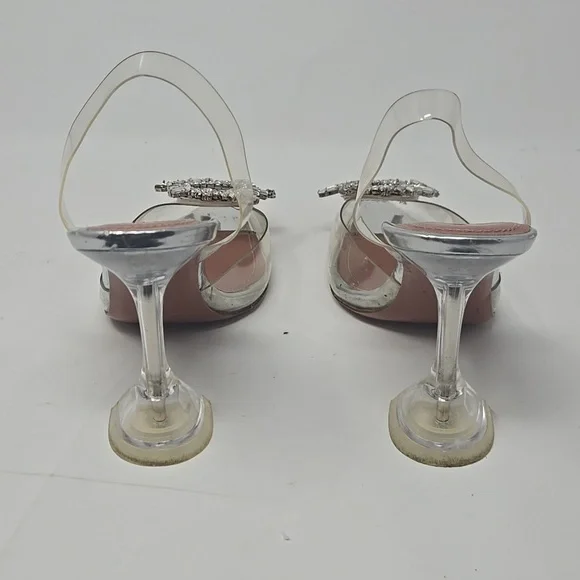 Amina Muaddi PVC Transparent Begum Glass Slingback Heels - Picture 4 of 10